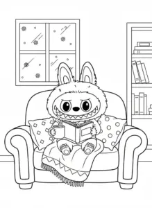 labubu cozy coloring page