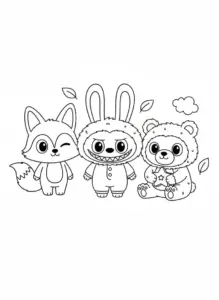 labubu cute animals coloring page