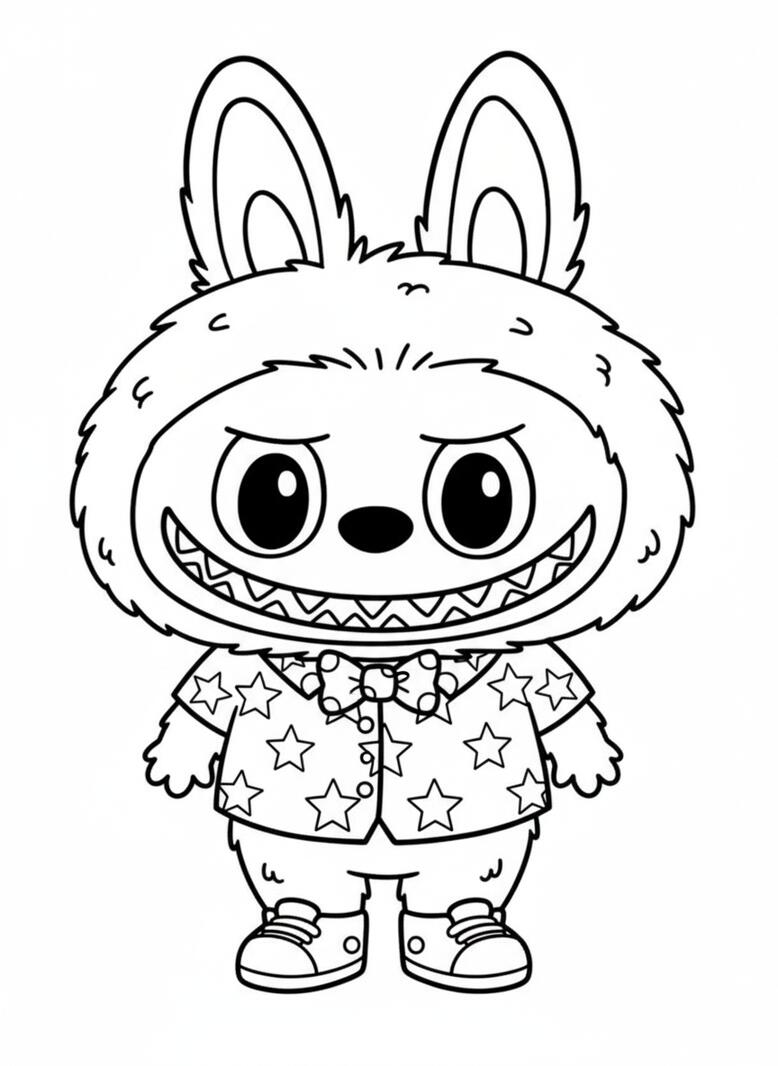 labubu cute coloring page