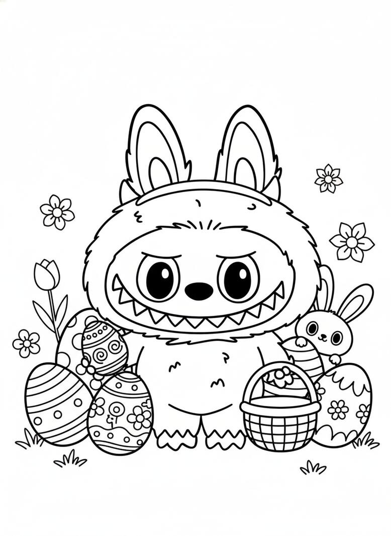 labubu easter coloring page