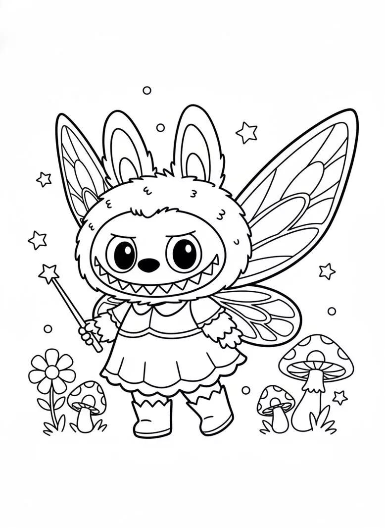 labubu fairy coloring page