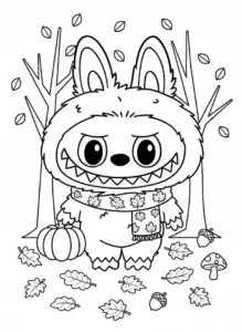 labubu fall coloring page