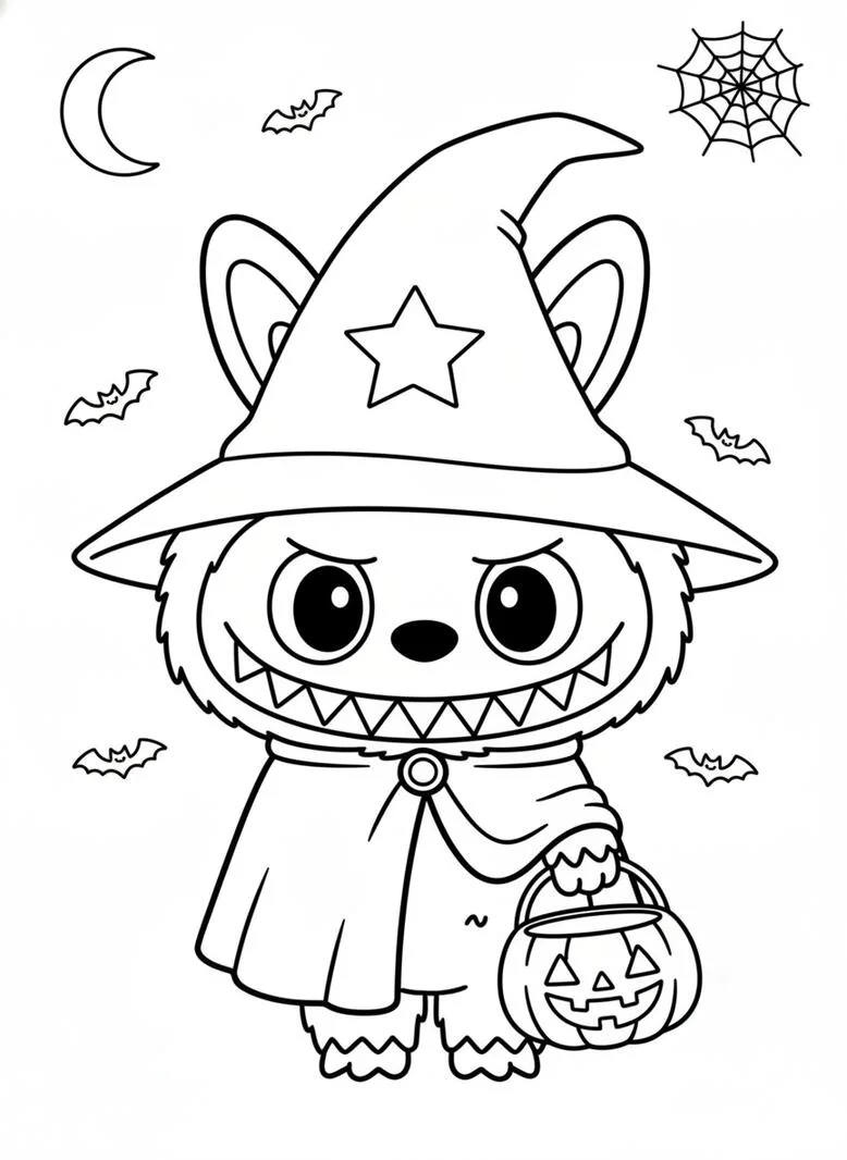 labubu halloween coloring page