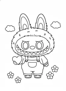 labubu kawaii coloring page