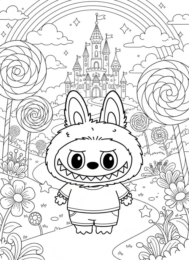 labubu magical world coloring page