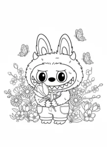 labubu spring coloring page