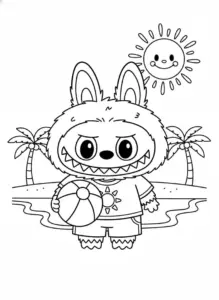 labubu summer coloring page