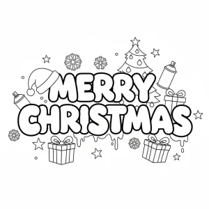 Merry Christmas Graffiti Art Coloring Page