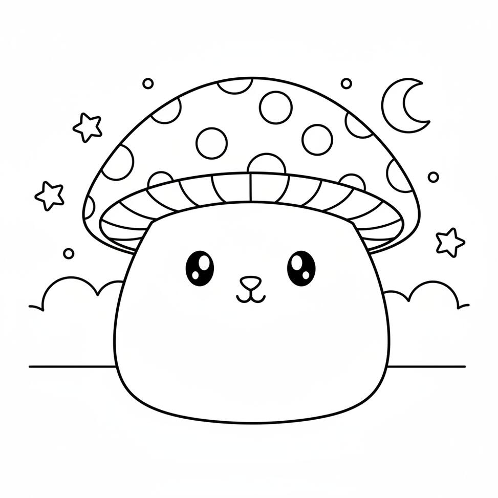 Mushroom Squishmallow Coloring Page