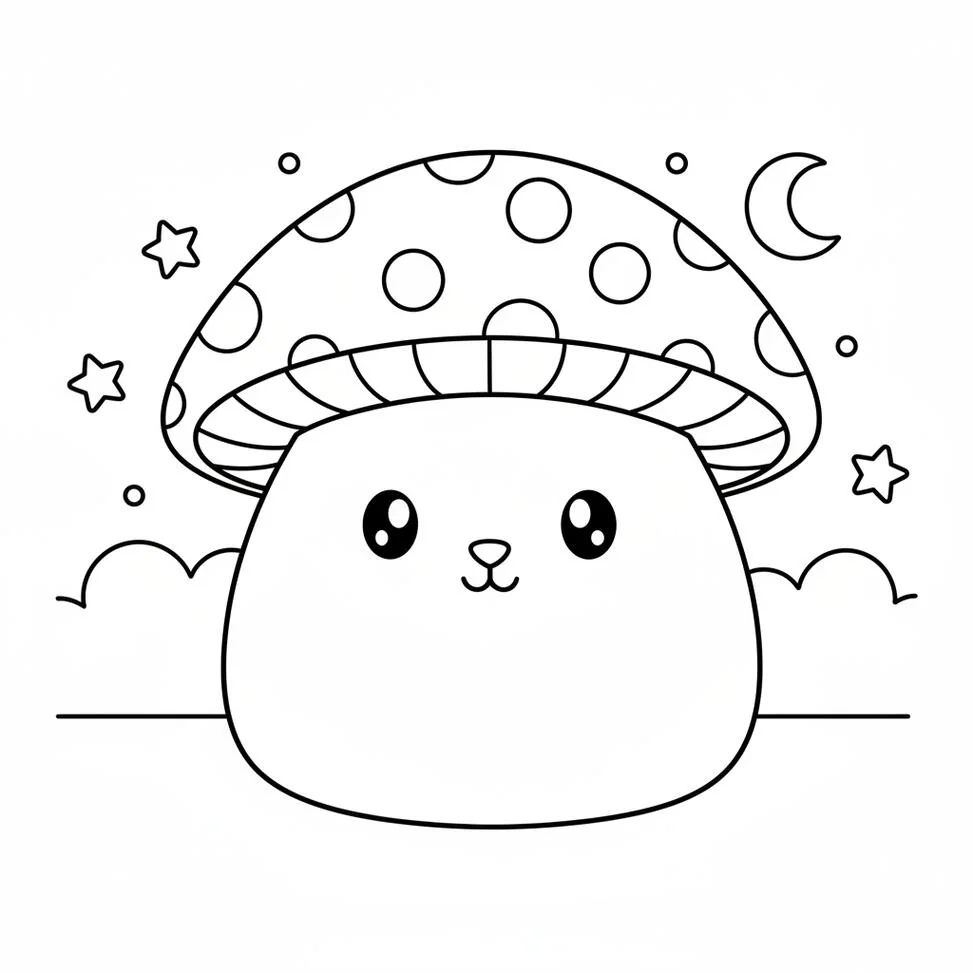 Mushroom Squishmallow Coloring Page