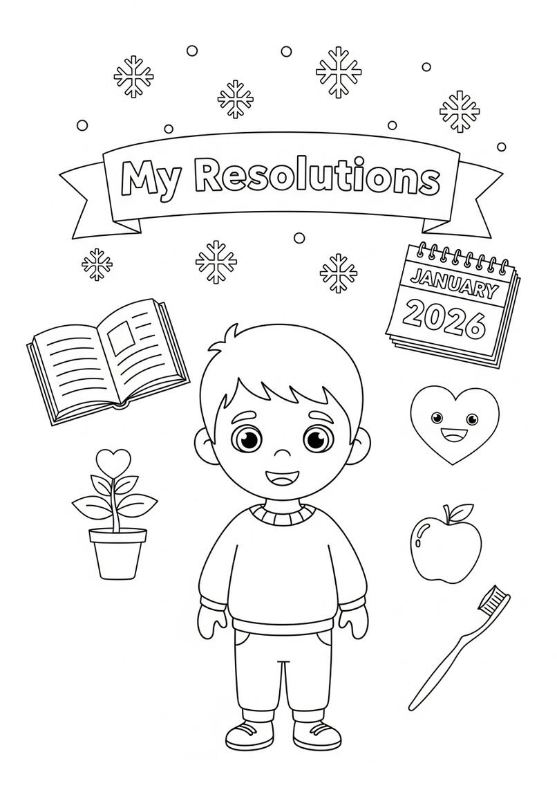 My Bright New Year's Resolutions Adventure Coloring Page