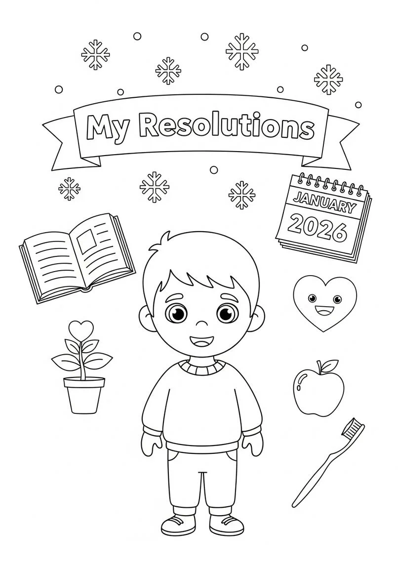 My Bright New Year's Resolutions Adventure Coloring Page