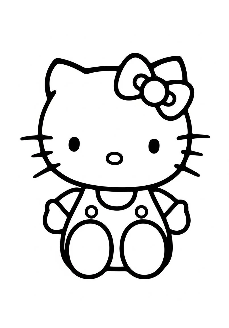 Simple Baby Hello Kitty Line Art Coloring Page