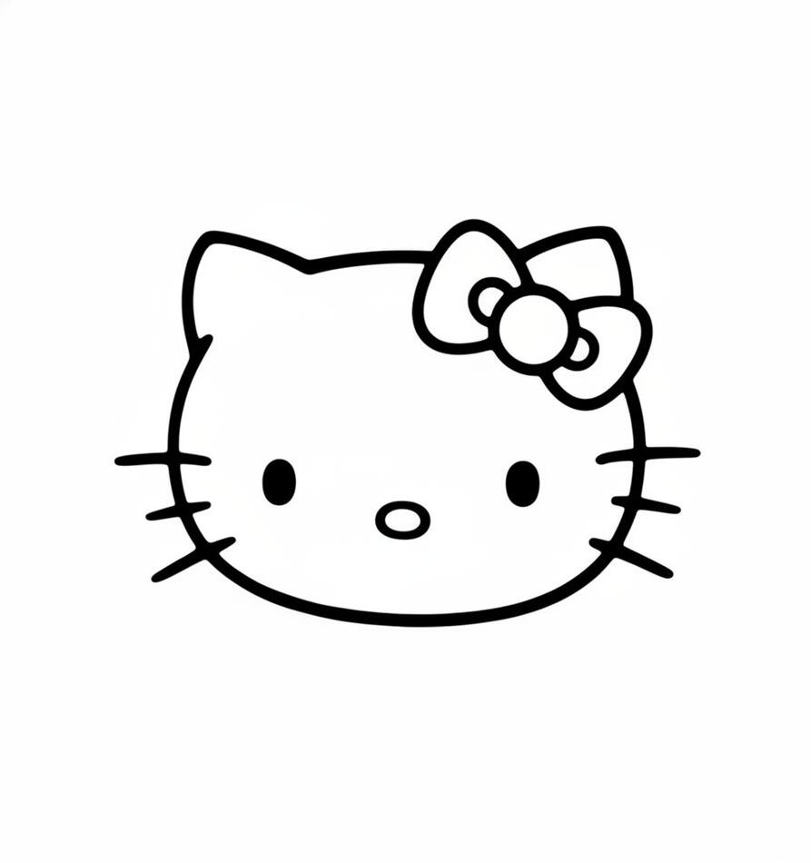 Simple Hello Kitty Head Outline Coloring