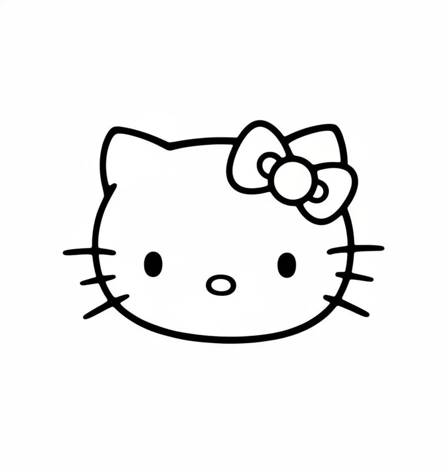 Simple Hello Kitty Head Outline Coloring