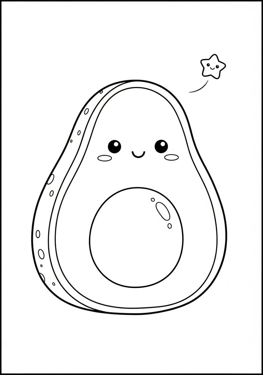 Squishmallow Avocado Coloring Page