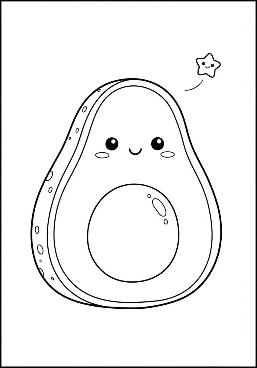 Squishmallow Avocado Coloring Page