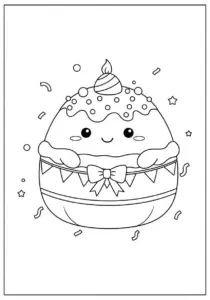 Squishmallow Birthday Coloring Page