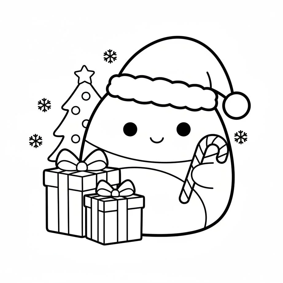 squishmallow christmas coloring page