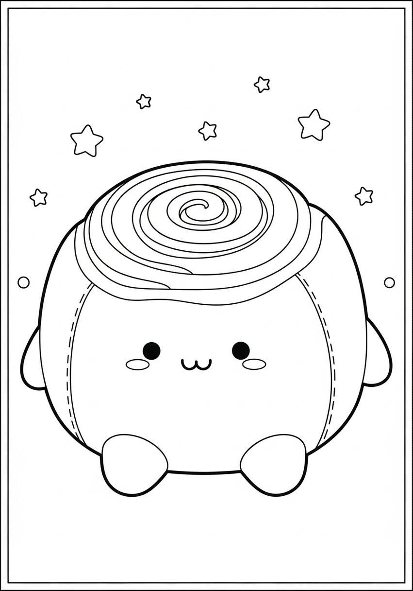 Squishmallow Cinnamon Roll Coloring Page