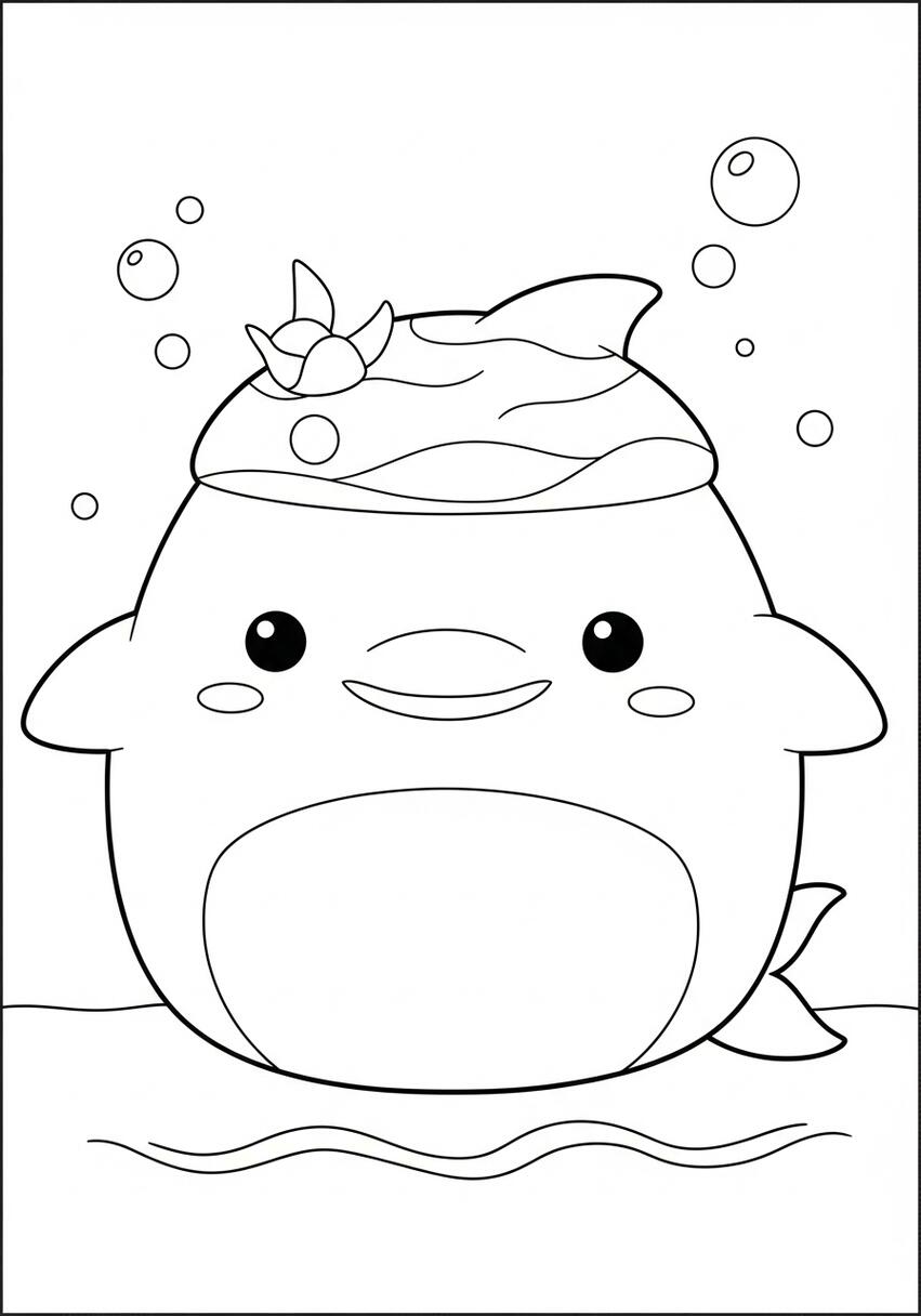 Squishmallow Dolphin Coloring Page