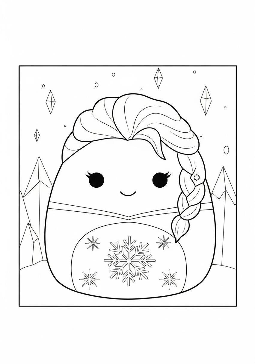 Squishmallow Elsa Coloring Page