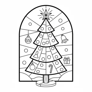 Stained Glass Christmas Tree Motifs Coloring Page