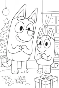 Bluey Christmas Coloring Page