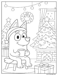 Bluey Cozy Christmas Coloring Page