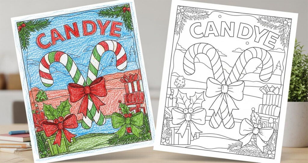 Candy Cane Coloring Pages (Free PDF printables)