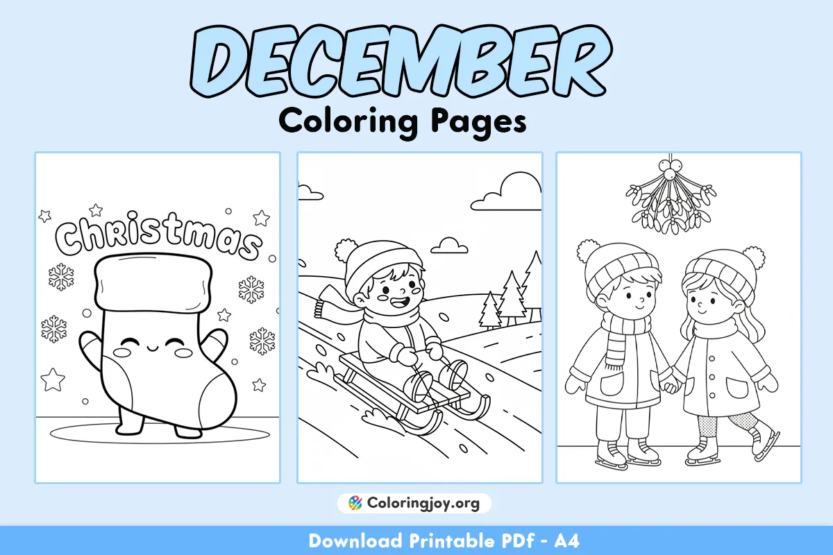 Paginas para colorear de diciembre (PDF faciles de descargar e imprimir)