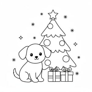 Dog Christmas Tree Coloring Page