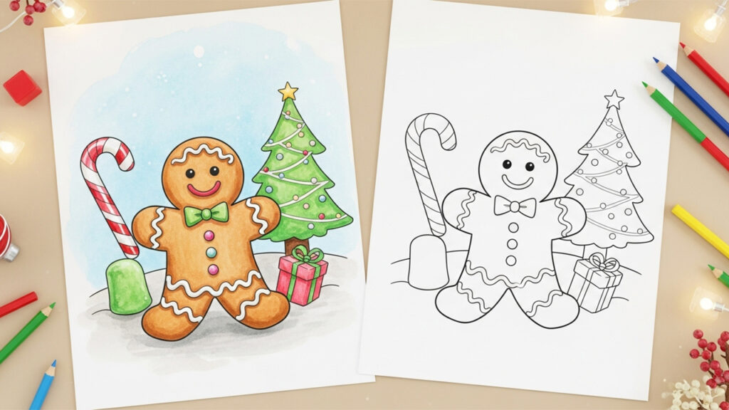 Gingerbread christmas Coloring Pages : Festive Fun for All Ages (Printable PDFs)