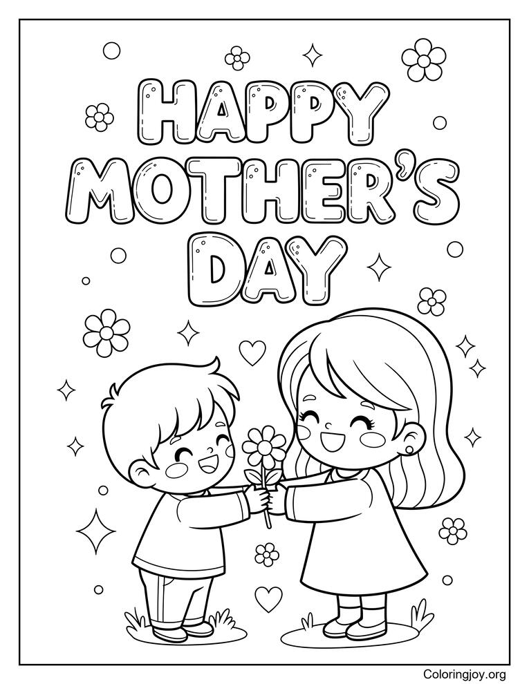Mothers day gift coloring page