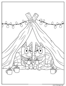 Bluey and Bingo Christmas Pajama Party Blanket Fort