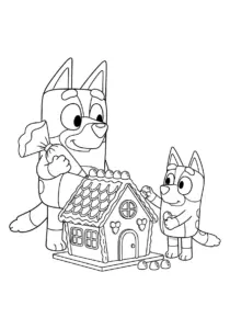 Bluey and Bingo Decorating Gingerbread House