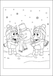 Bluey and Bingo Snowman Fun