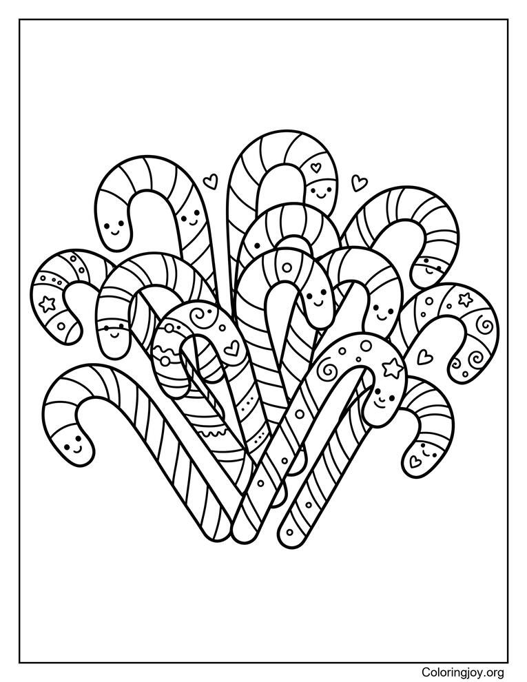 candy cane doodle coloring page