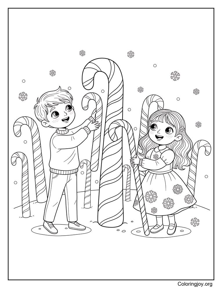 candy cane kids activity coloring sheet