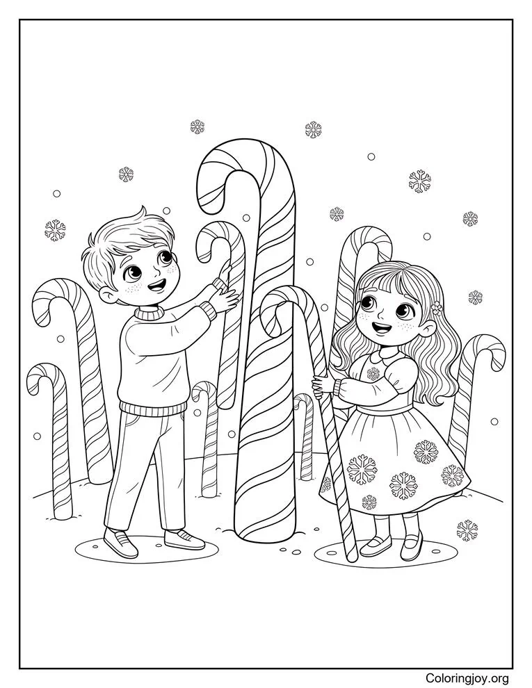 candy cane kids activity coloring sheet
