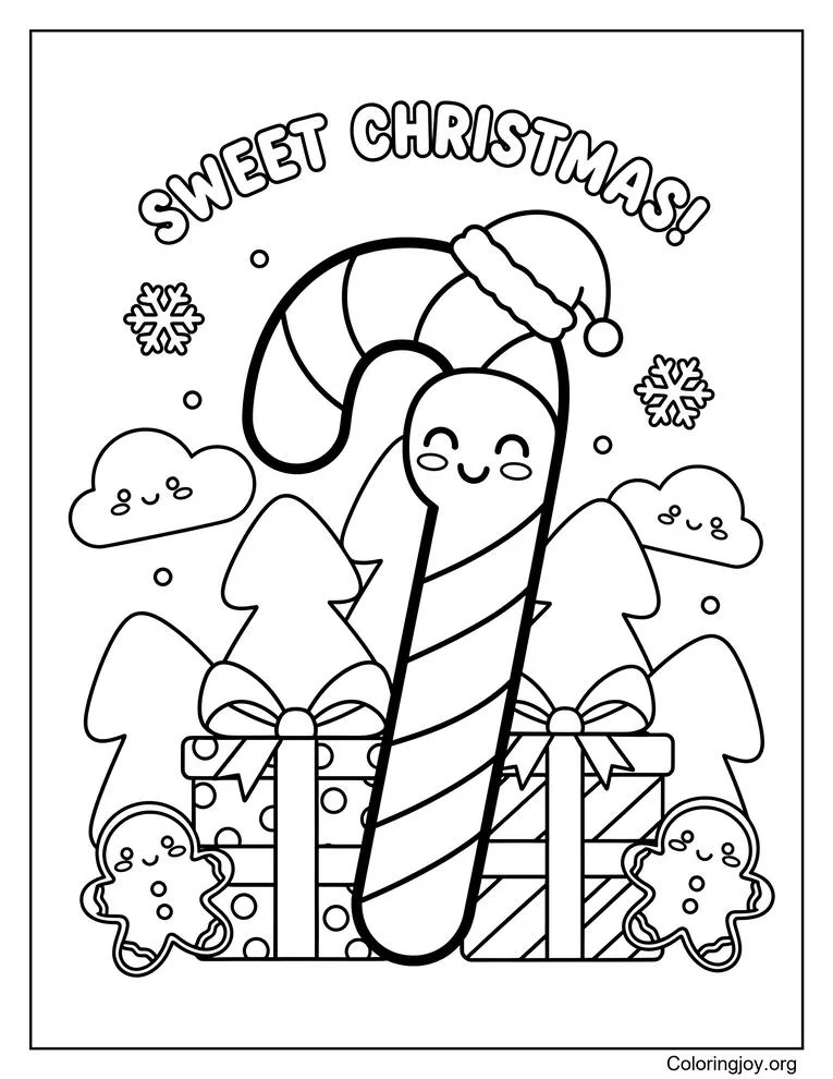 Candy Cane Coloring Pages (Free PDF printables)