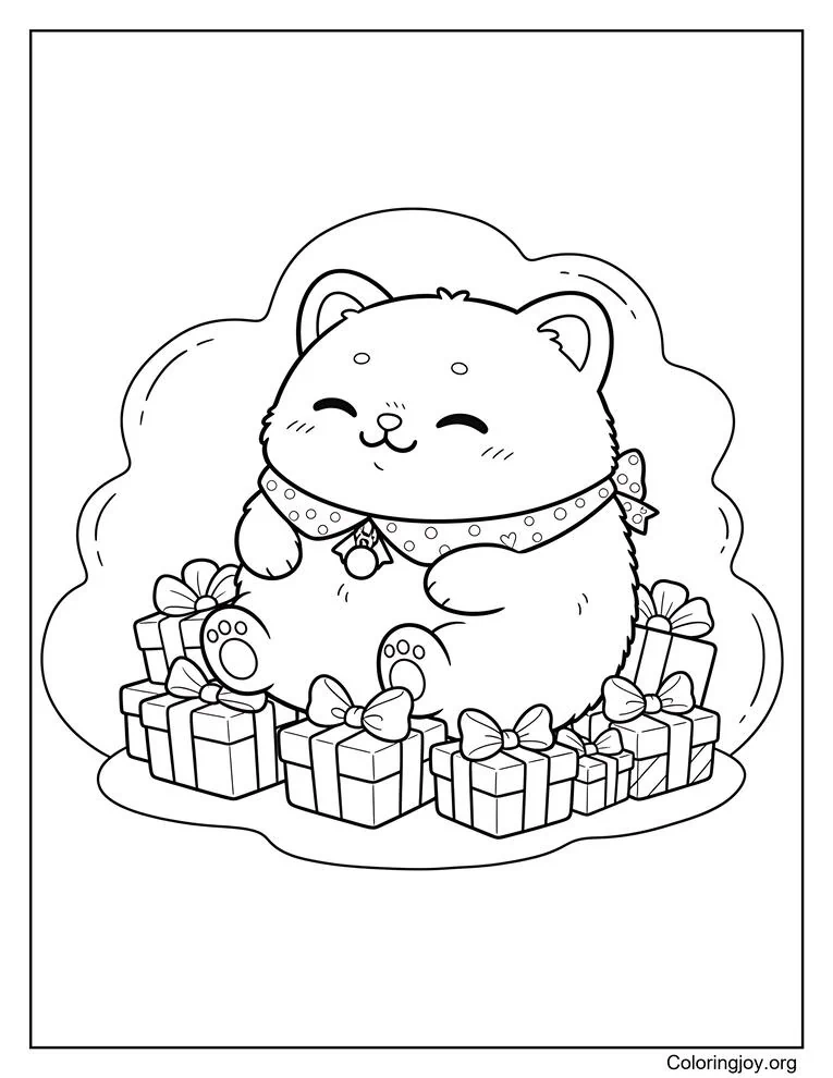 Christmas morning gift coloring pages