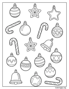Christmas ornaments and candy canes printable