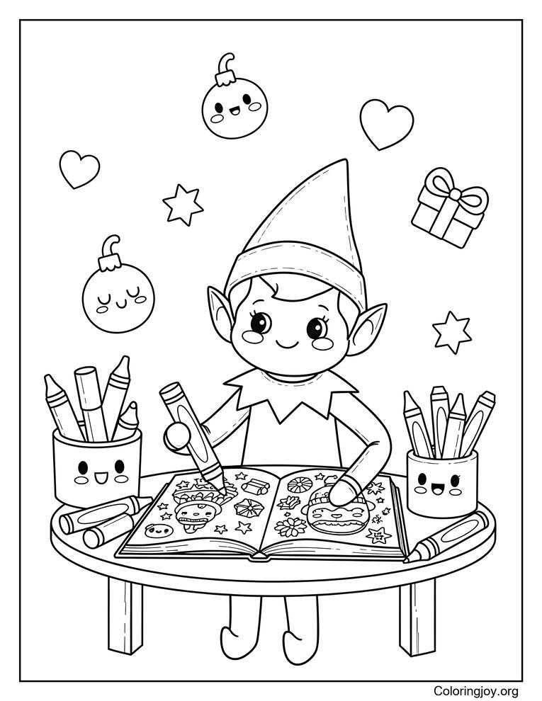 Creative Elf on the Shelf Color Scene for Kids