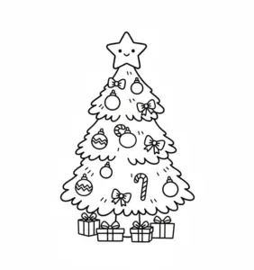 Cute Christmas Tree Coloring Page