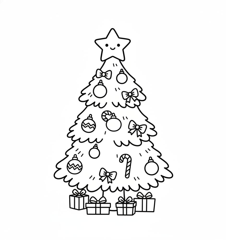 Cute Christmas Tree Coloring Page