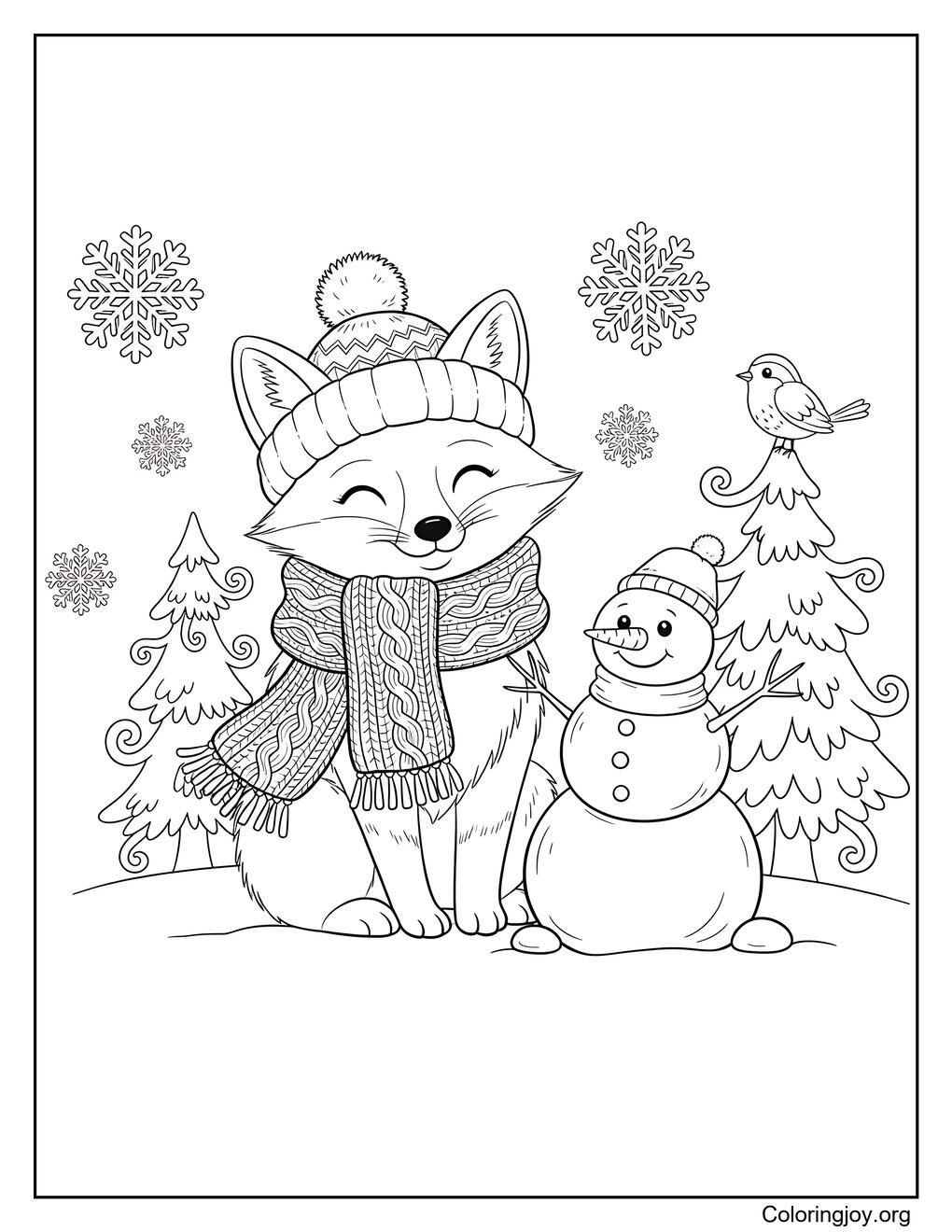 Cute winter coloring page