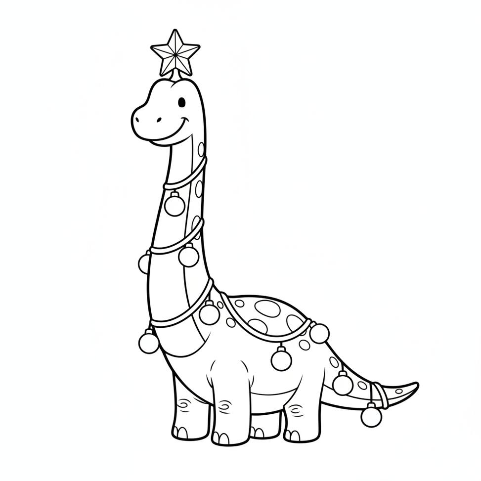 Dinosaur Christmas Tree Coloring Page