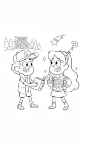 Dipper and Mabel Gravity Falls Coloring page
