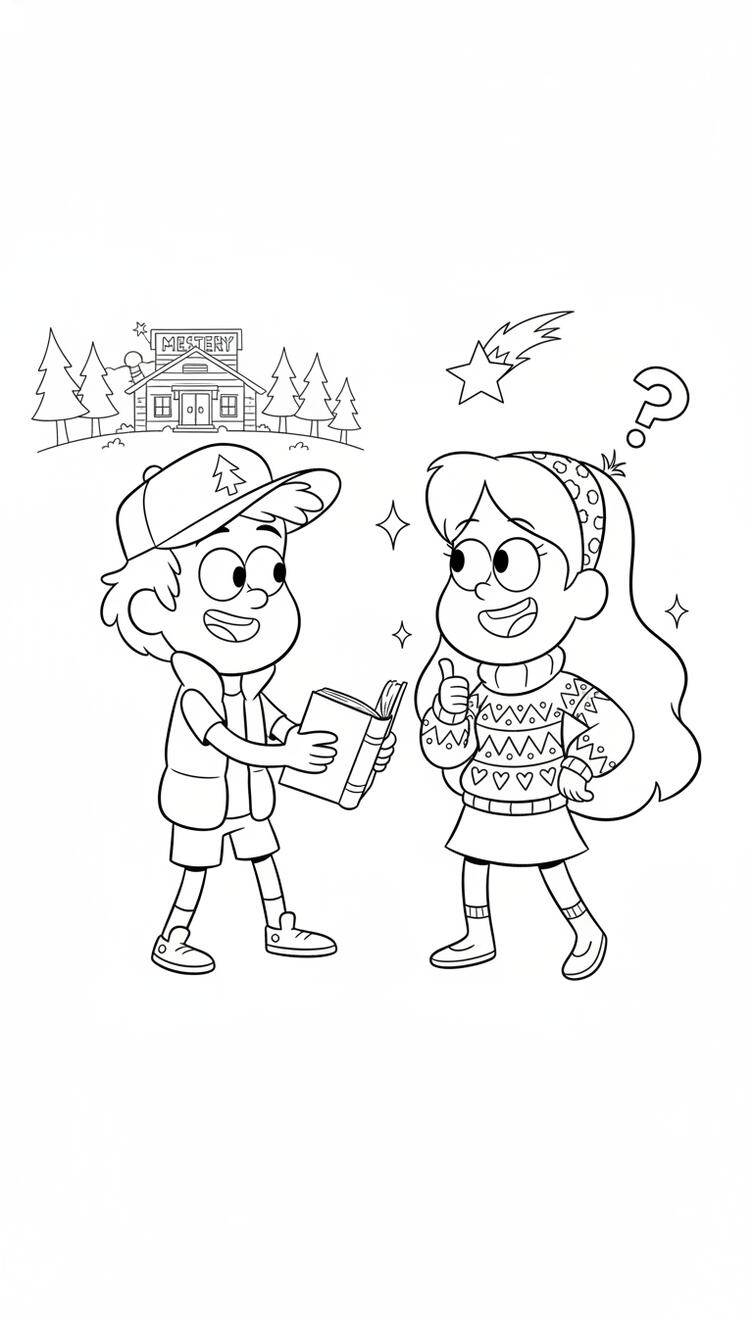 Dipper and Mabel Gravity Falls Coloring page